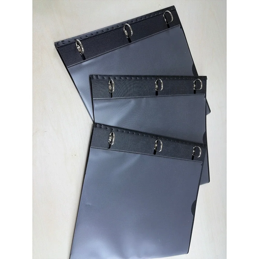 Black 1 inch 3 Ring Binder Set Flexible Plastic Office School Supplies 3 Pack